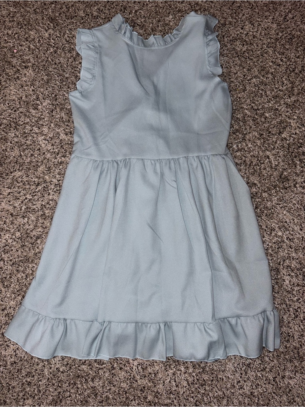 Girls Light Blue Ruffle Hem Dress